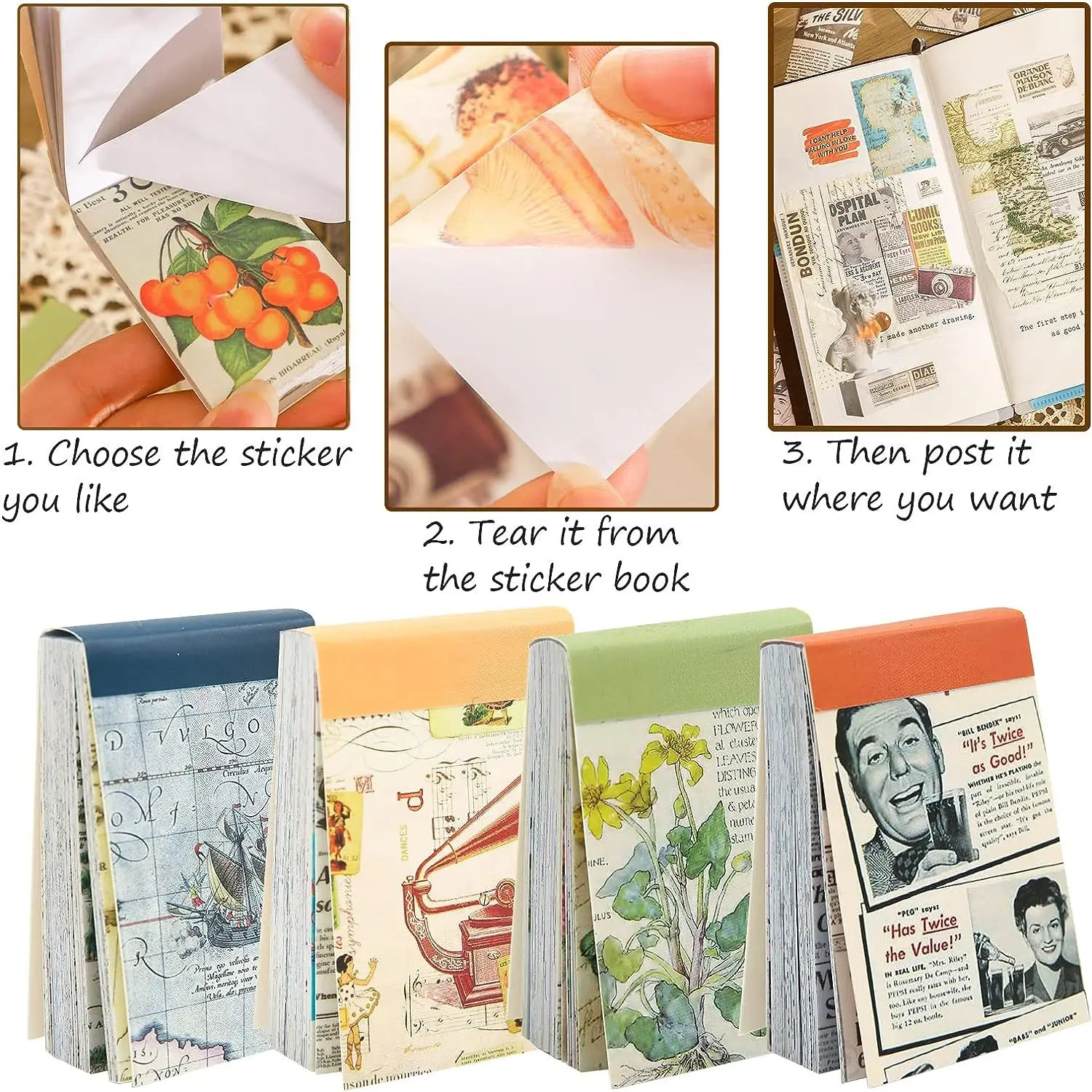200 pcs/set Vintage Stickers book Creativity Decorative collage Scrapbooking material hand made DIY Scrapbooking accessories