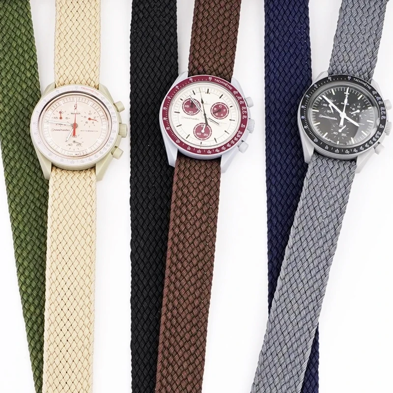Cinturino In Nylon Intrecciato Da 20Mm Per Omega Per Swatch Moonswatch Constellation Planetario Uomo Donna Cinturino Sportivo Cinturino In Tessuto