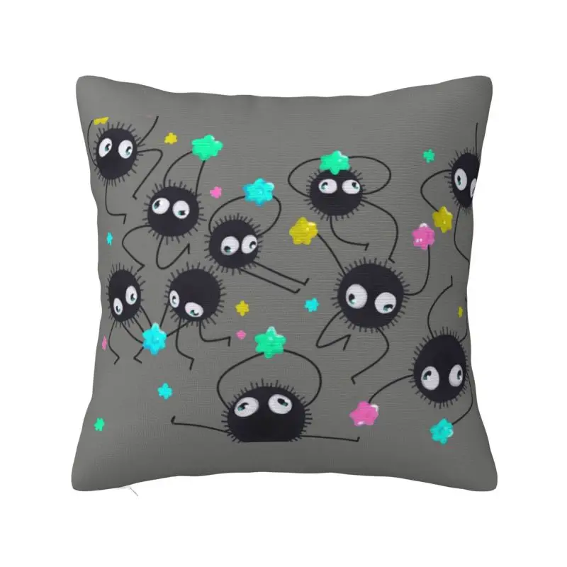 

Soot Sprites Totoro Pillow Case 45x45cm Home Decor Fashion Anime Manga Studio Ghibli Cushion Decoration Salon Square Pillowcase
