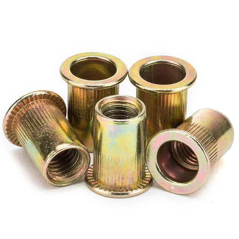 Motorcycle Rivet Nuts Brass Insert Nuts Rivet Nut Screws 1pcs 10pcs Knurled Nuts Rivet Nut Nutsert Cap Carbon Steel M3-M12 Rivnut Cap Flat Read Threaded Insert Inc Plated