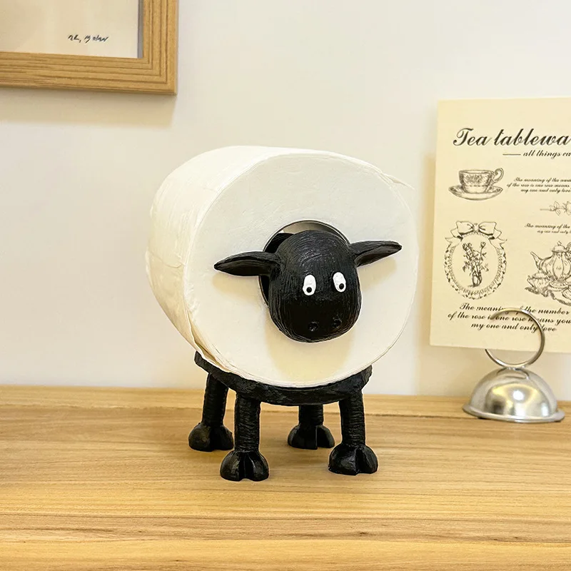 Sheep-Shaped Toilet Paper Holder Resin Roll Creative Home Bathroom Livingroom Coffee Table Decoration Home Roll Paper Holder toilet paper holder
