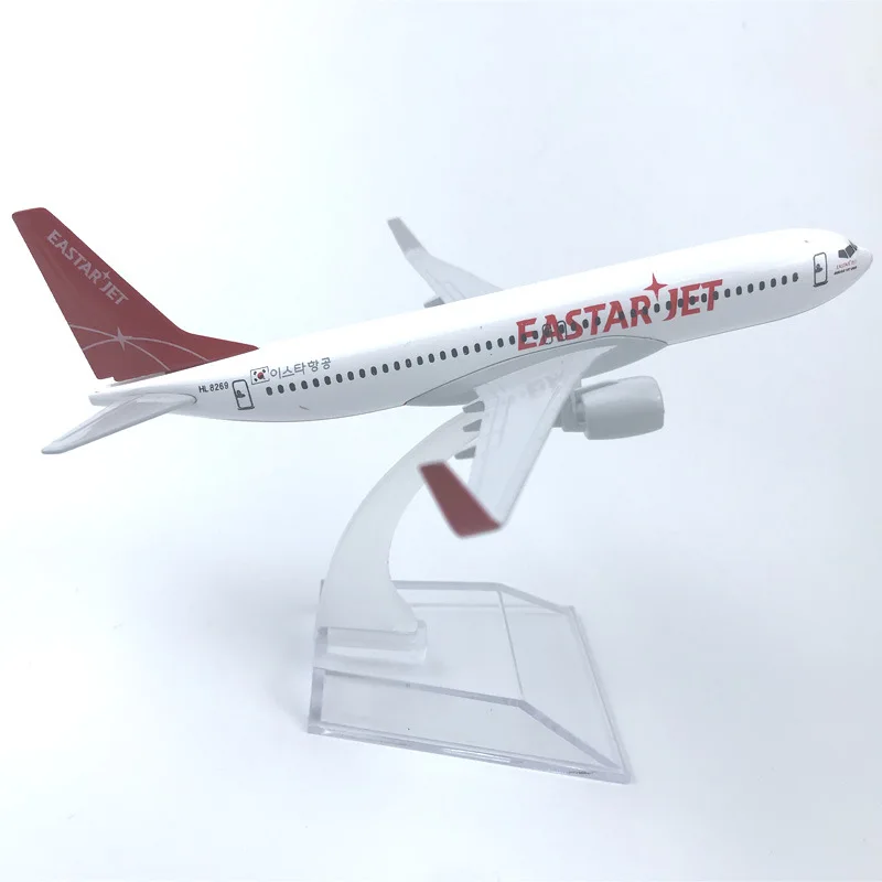 16cm 한국 T웨이 B737 항공기 모형 비행기 다이캐스트 메탈 1/400 스케일 비행기 스탠드 포함 항공 취미 장식 선물