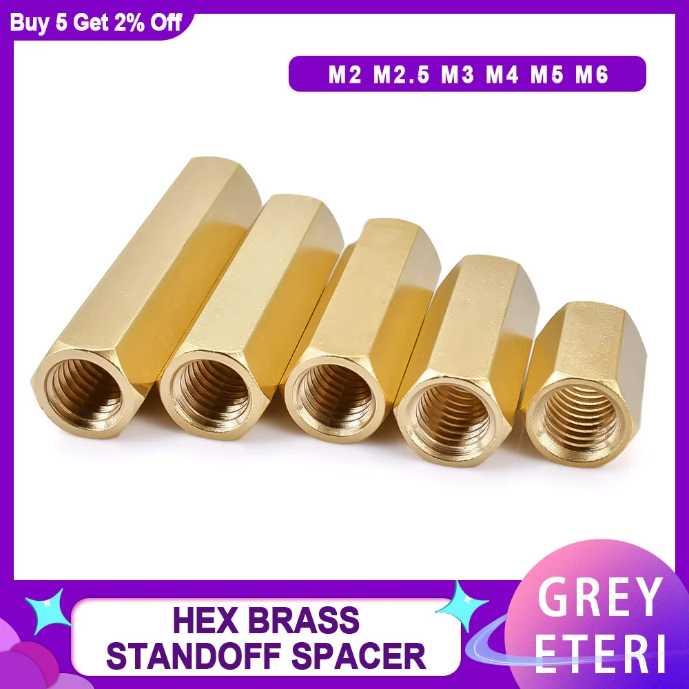 15-200 ชิ้น Hex หญิงหญิงทองเหลือง Standoff เสาสตั๊ดระยะห่างสกรู Rack Mount คอลัมน์ Double Pass Hex ด้าย M2-M6 1