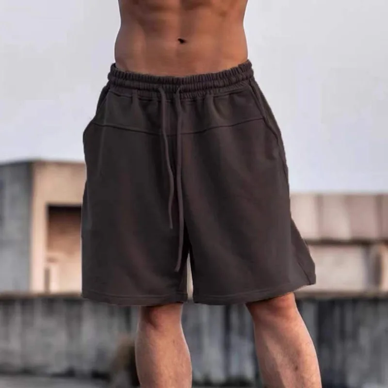 Basketball Shorts Muscle Fitness Running Pants Summer Loose Knit Solid Color Men's Sports Shorts Cropped Shorts