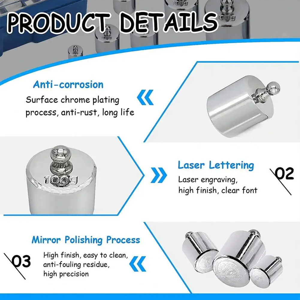 17Pcs/Set Calibration Weight Accuracy 10mg-100g Lab Balance Weight Scale Student Physics Weights