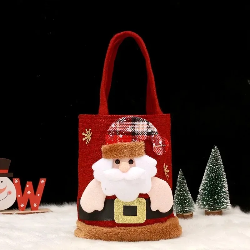 20PCS Christmas Gift Bags Handbags Tote Bags Candy Bags Snowman Bear Gift Bags Storage Bags Christmas Decoration 3