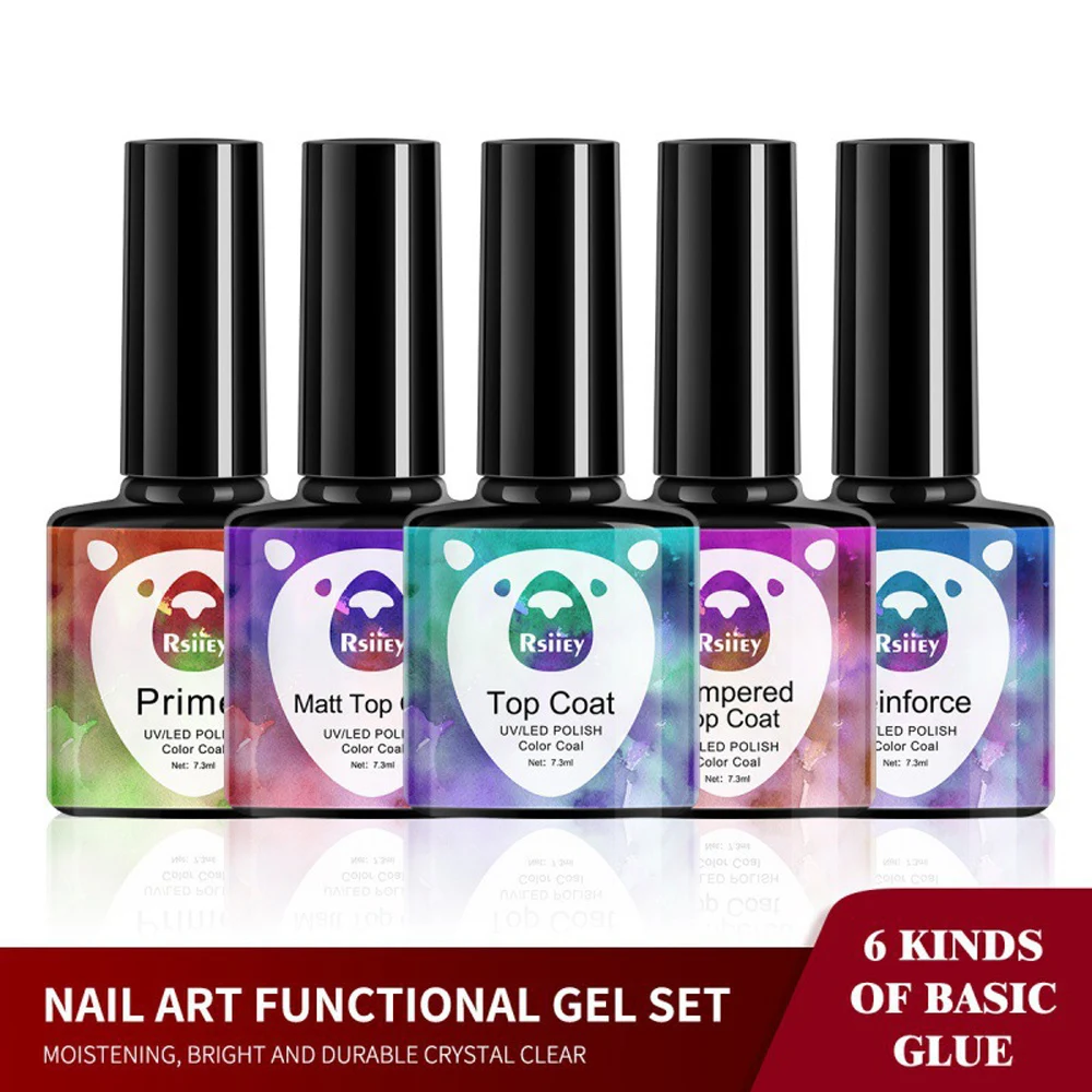 7.3ml Super Bright Matte Top Coat Nail Gel No Wipe Base Coat Glue Nail Reinforce Gel UV Soak Off For Nails Art Functional
