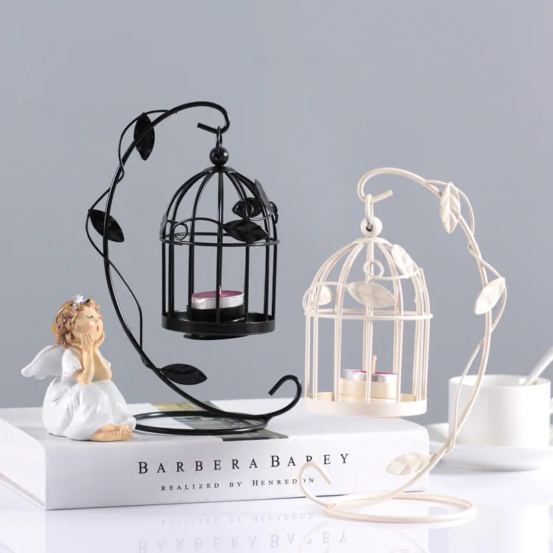 

European leaf bird cage iron candle holder Home decoration Creative gift vintage candle holder wedding ceremony