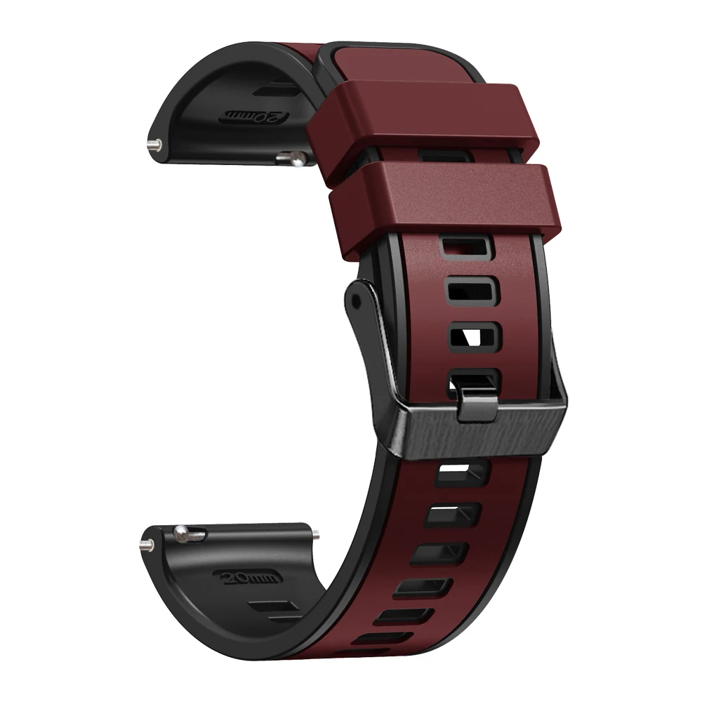 Silicone Bracelet Strap in Black - 20/22mm Adjustable Watch Band