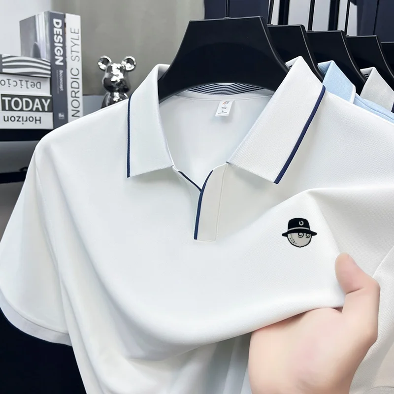 Hochwertiges Original-Print-Poloshirt für Herren, neues, lässiges, bequemes, kurzärmliges, einfarbiges T-Shirt für den Sommer, exquisite Herrenbekleidung