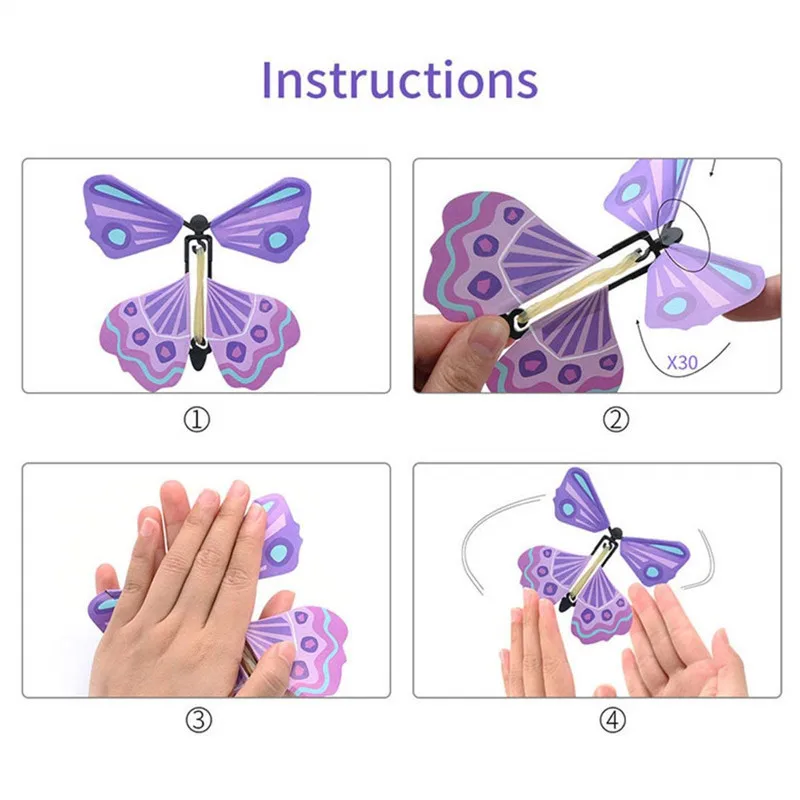 10Pcs Magic Wind Up Flying Butterfly Surprise Box In The Book Rubber Band  Powered Toys for