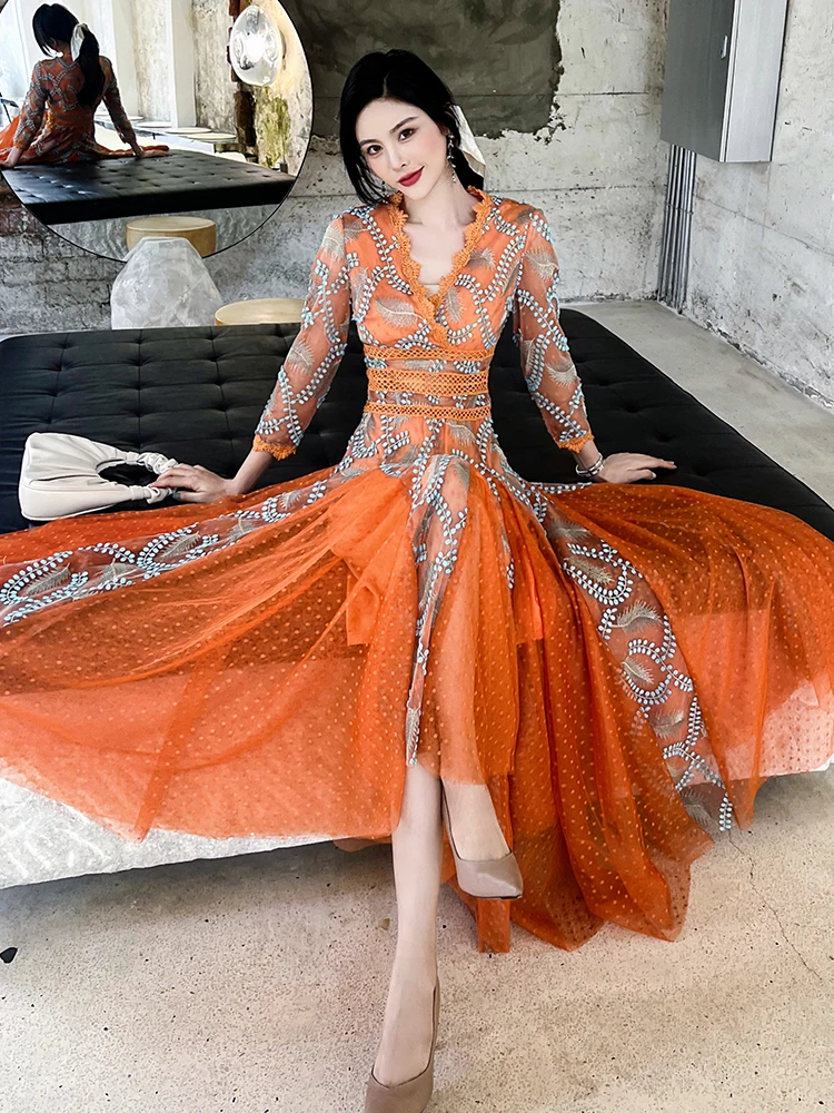 Buy Rangpur Orange Bandhani Print Anarkali Dress With Dupatta (Set of 2)  online