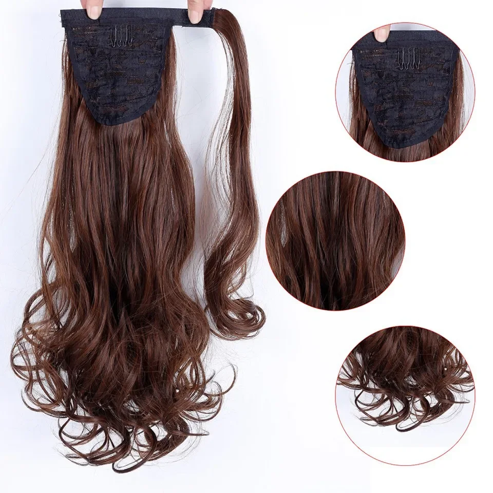 

17inch Matte Silk Wig Ponytail Piece Long Curly Hair Single and Two-color Big Wave Synthetic Ponytail Waterfall Wig Braid