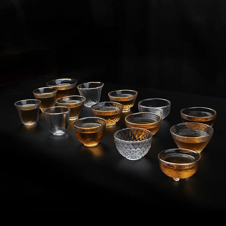 Japanese Glass Hammer Pattern Tea Cup Tea Bowl Master Cup Thickened Gold Hammer Pattern Kung Fu Set