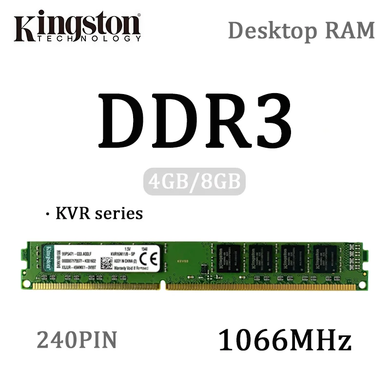 DDR3 KVR serisi Masaüstü bilgisayar belleği 8 GB 4 GB 1066 1333 1600 1866 MHz RAM modülü PC için KVR16N11/8-SP 1.5 V 240PIN UDIMM
