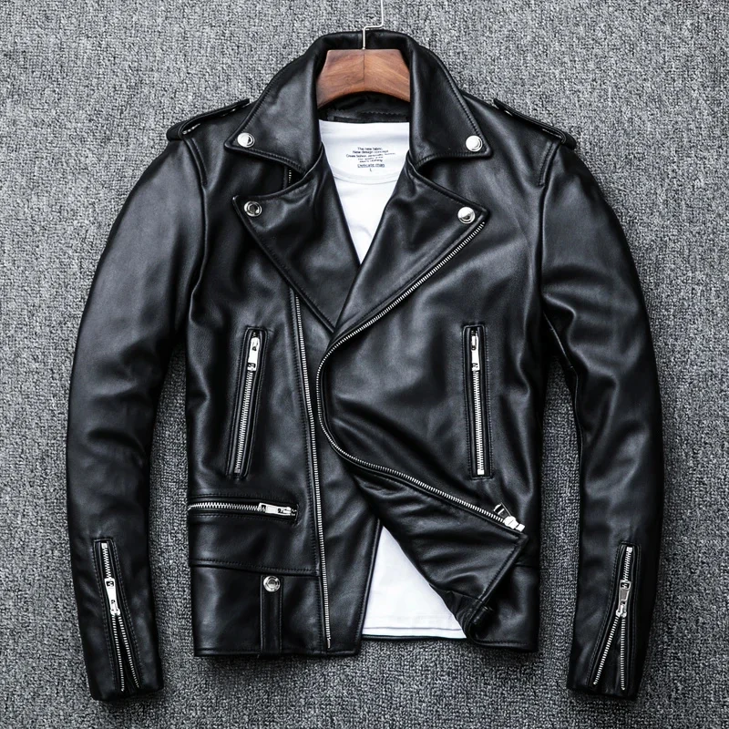 

shipping.Fashion Free men real leather jacket.classic cool biker sheepskin coat.quality slim outwear.motor clothes.wholesales