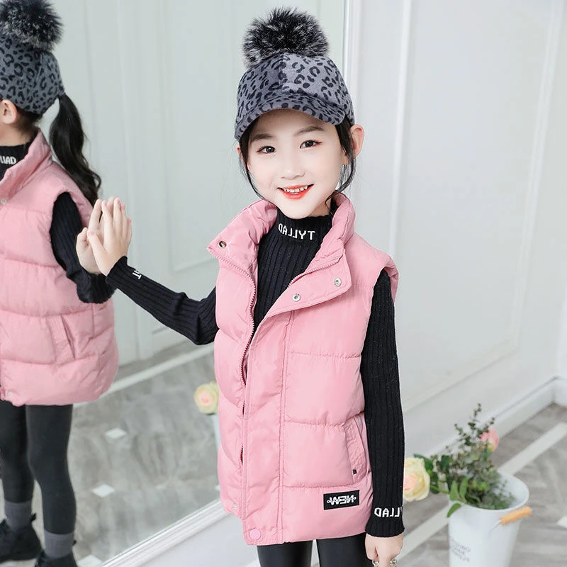 

Girls Winter Cotton Vest 2023 New Children's Waistcoats Autumn Thickened Spring Korean Tank Top Fashion Kid Coats 2 12 Years Old