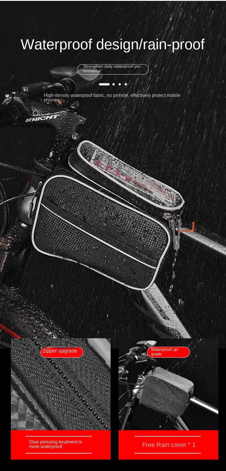 Description Picture 5 of itemBike Bags Road Bike Riding Gear Accessories Large Capacity Touch Screen Handlebar Front Tube Waterproof Mobile Phone Bag