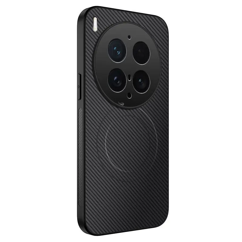 Luxury Leather TPU Kevlar Magnetic Back Cover with Wireless Charging Compatibility