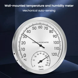 TH-608 Thermometer Hygrometer Wall Hung Stainless Steel Indoor Outdoor Sauna Room Temperature Humidity Tester Monitor