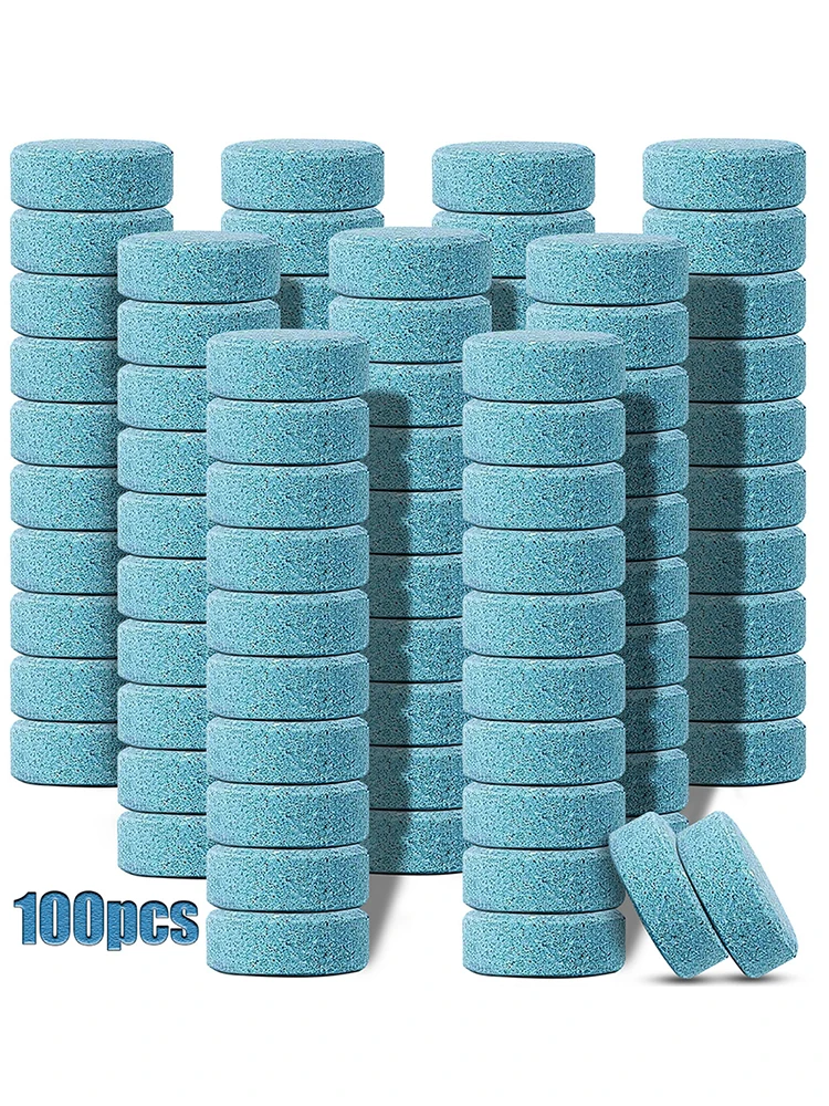 100 Concentrated Tablets Detergent Car Windshield Cleaning Effervescent Tablets Ultra-clear Wiper Glass Cleaner for Home Toilet thermometer temperature transparent clear outdoor window thermometer clock weather tool for home supply