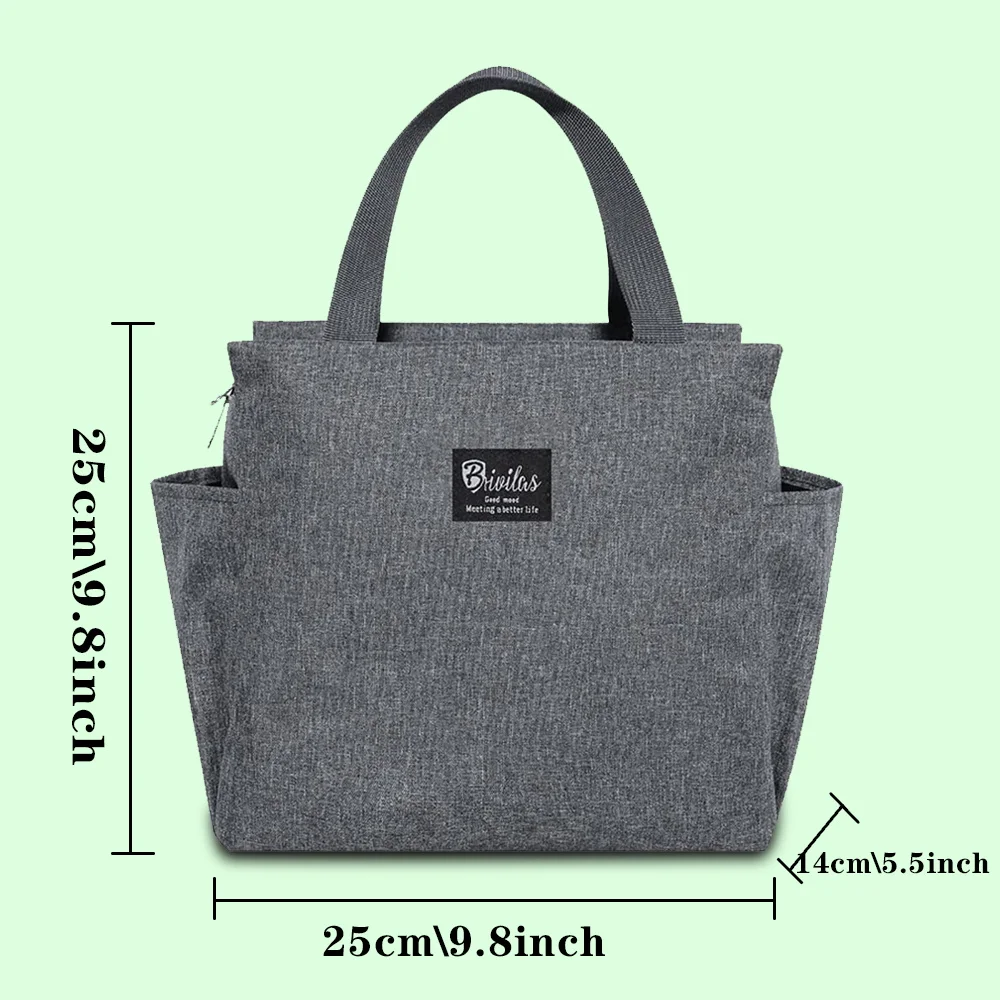 Insulated Canvas Lunch Tote - Thermal Food Picnic Bag