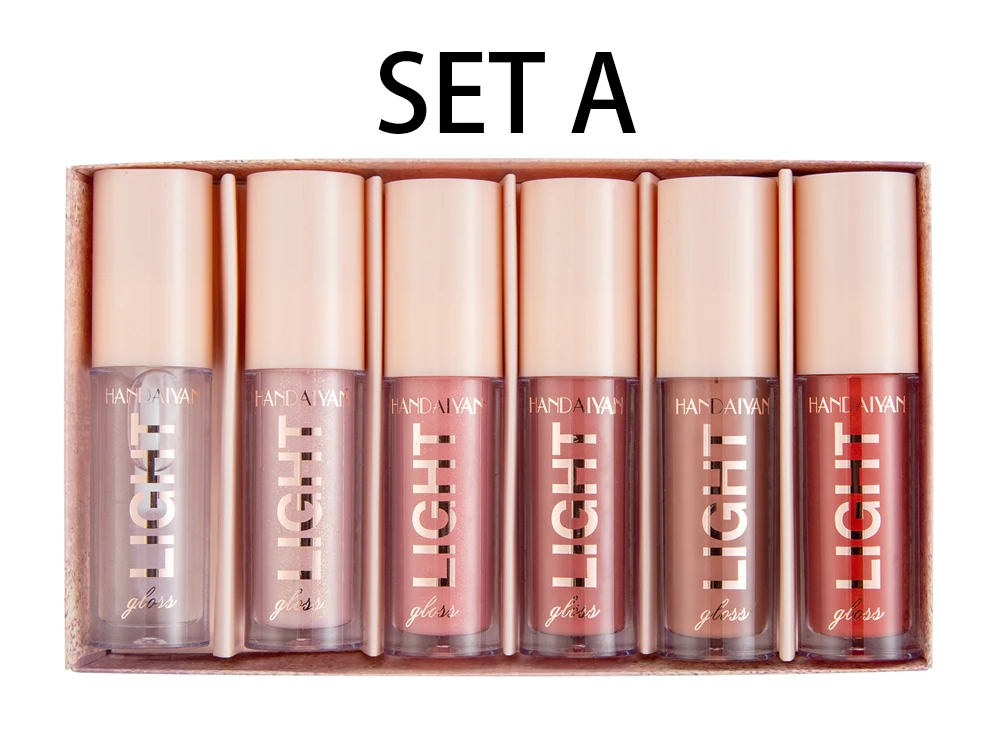 Lip Gloss Set - 6 PCS Long-Lasting Liquid Lip Stains with Mirror