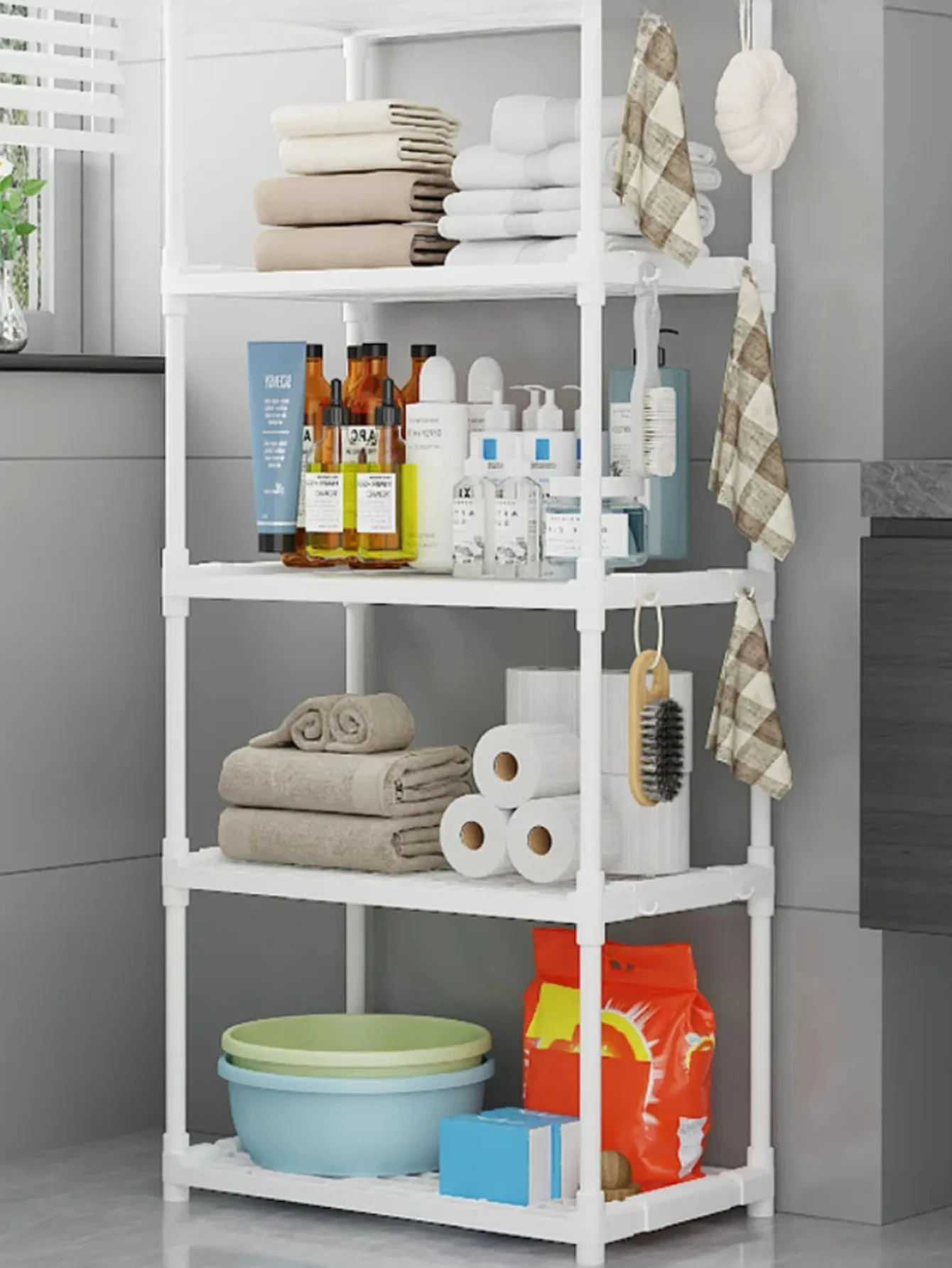 Kitchen Storage Rack 6/5/4/3 Layers Storage Shelves Microwave Racks Pulleys Floor-Standing Pantry Organization Kitchen Storage Accessories