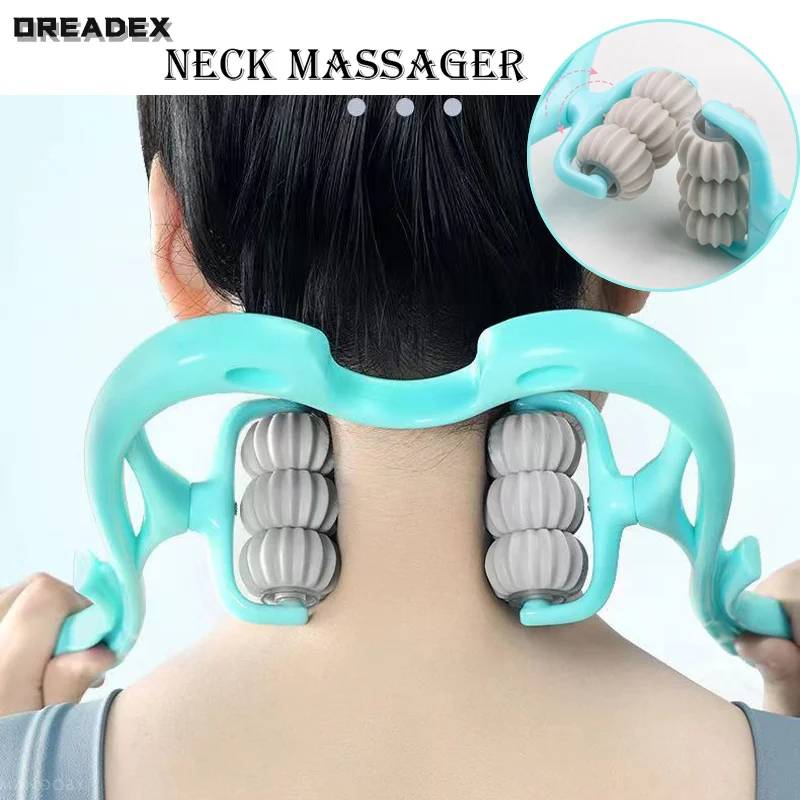 OREADEX Four Wheel Cervical Massager Can Be Turned Manual Neck Clip Neck Shoulder Neck Waist Leg Kneading Divine Device Gift