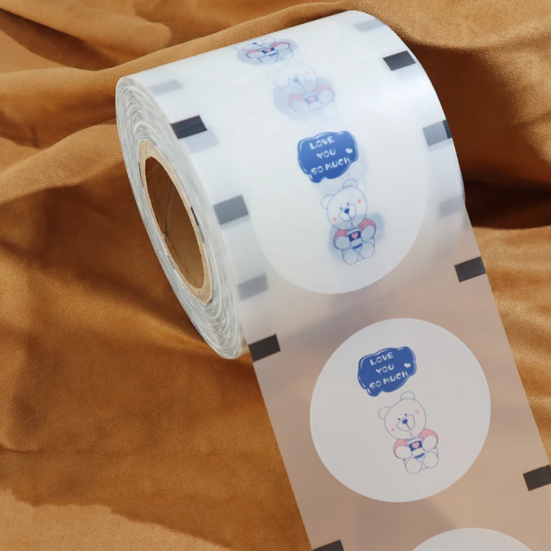 Custom Sealing Film Lids Membrane film to Seal 2000pcs Plastic Disposable Drink Juice Cups Dia. 95 90mm  Cat Bear Flamingo Paw