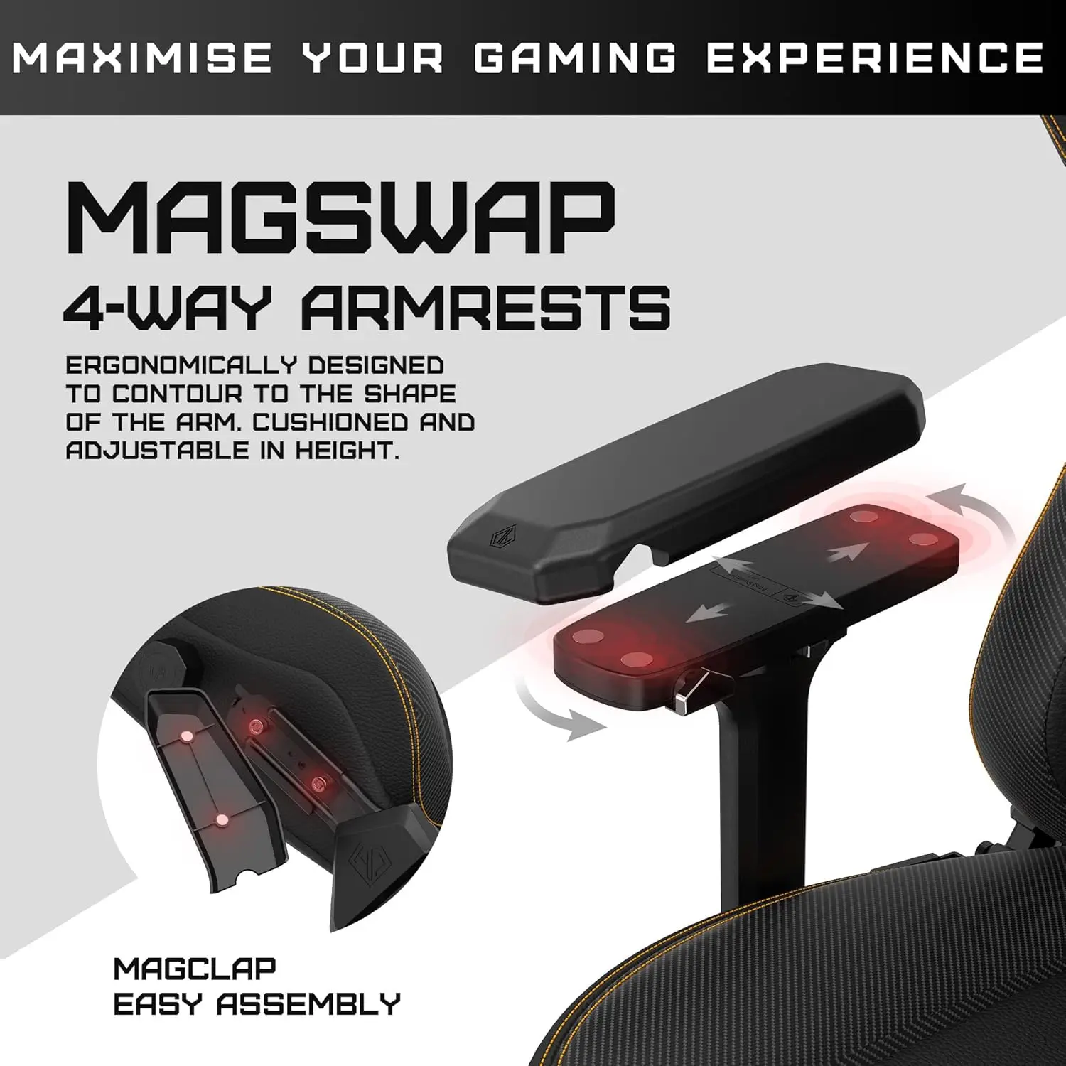 Kaiser 3 XL Gaming Chair for Adults - Ergonomic Black Leather Gaming Chairs with Lumbar Support 4
