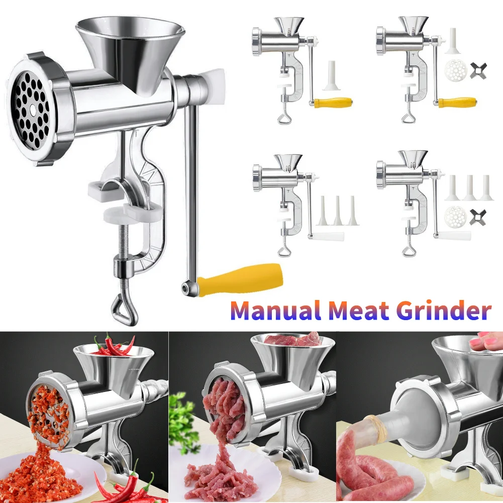 Handheld Manual Meat Grinder Vegetables Fruit Chopper Noodles Sausage Stuffer Filler Kitchen Gadgets Tool Hand Crank Accessories