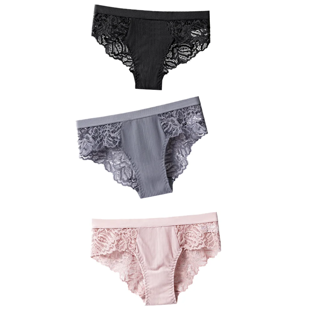 thumbnail image 1 of 3 uds bragas de algodón bragas sexis bragas de encaje ropa interior de mujer bragas para mujer pantalones florales calzoncillos lencería de talla grande, 1 of 5