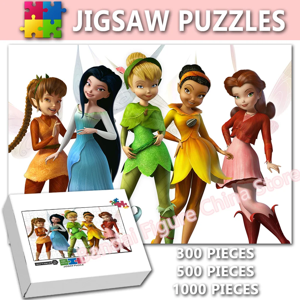 

Fairy Tinker Bell Silvermist Jigsaw Puzzles 300/500/1000 Pieces Disney Princess Cartoon Puzzles Decompression Interactive Toys