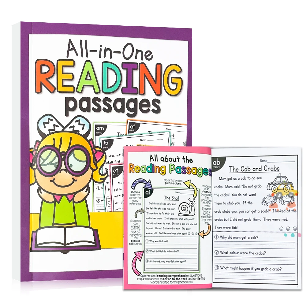 Kids Children English Exercise Book Phonics Educational Workbook  I Can Read Sentences Training Teacher Teaching Aids Montessori 5