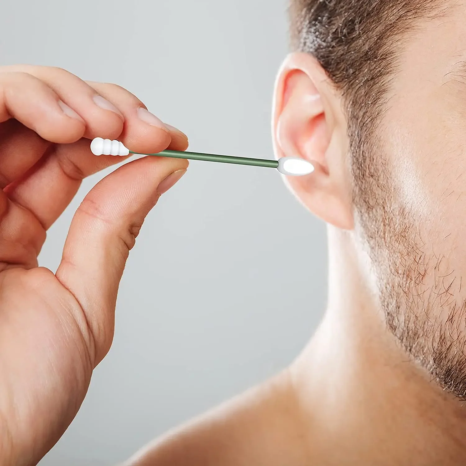 Hisopos para oidos de silicona reutilizables, 2 uds., con estuche, limpieza de los oídos, hisopos de silicona cosméticos, palos de doble cabeza para limpiar el maquillaje &raquo; Hisopos para oidos de silicona reutilizables