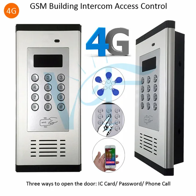 4G Building Intercom Access Control Mobile Phone Remote Opening By Free Call Remotely Unlock IC Card Password Open Door APP Set 2