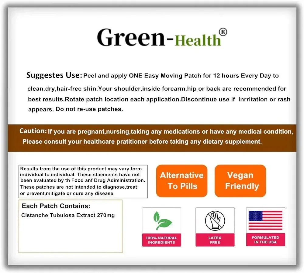 Cistanche Tubulosa Transdermal Patches -30 Patches One Month Supply estrogen patch
