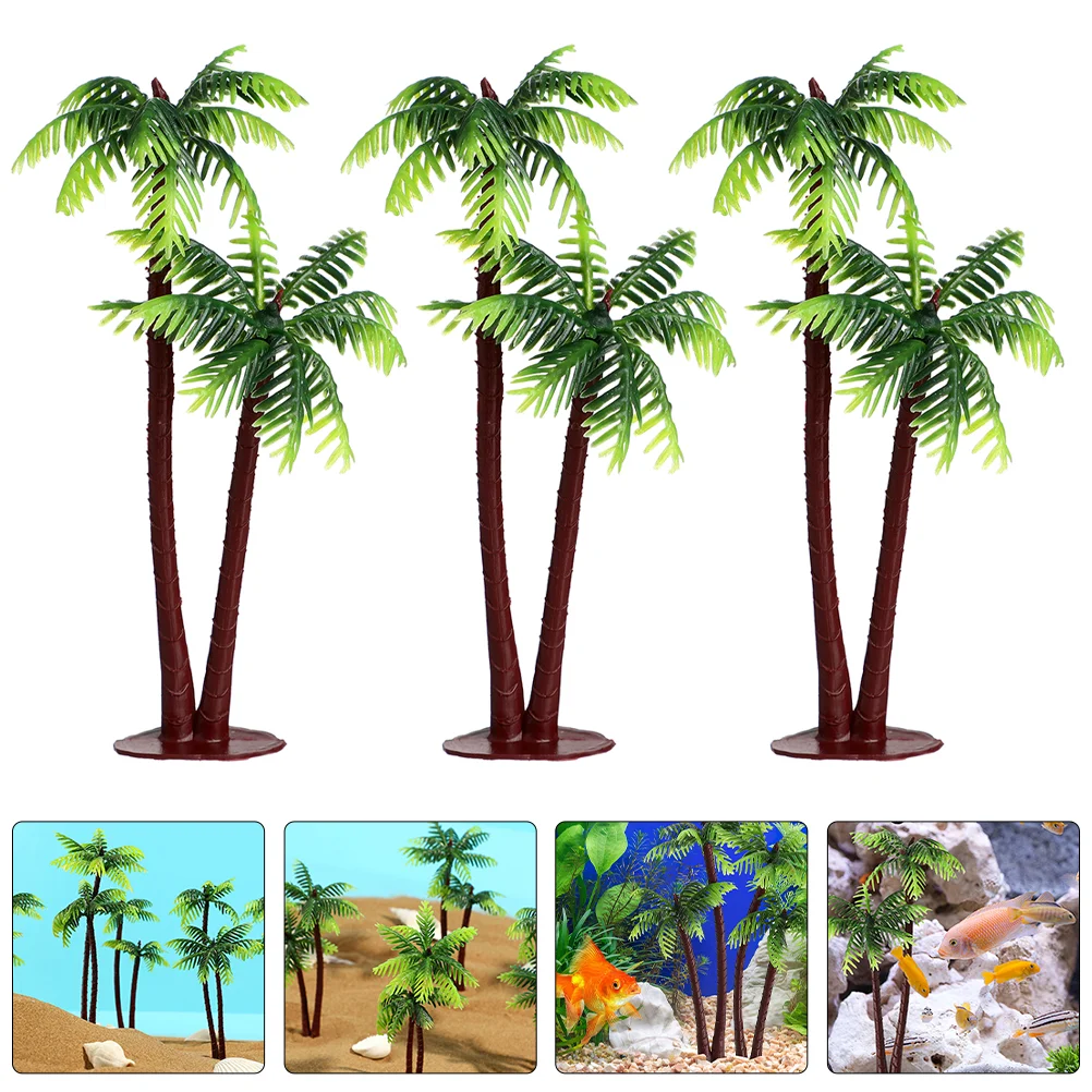

20 Pcs Simulated Coconut Tree Fish Tank Decoration Miniature Plant Greenery Palm Plastic Artificial Model