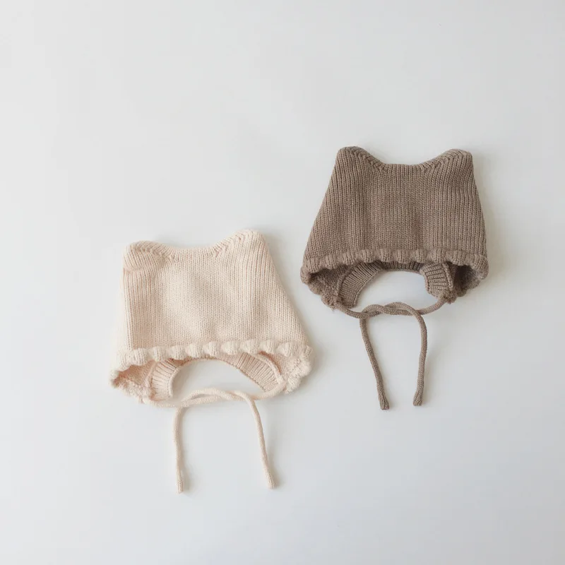 

2023 Korea Baby Knit Hat Elastic Infant Baby Bonnet Caps Girls Boys Spring Autumn Knitted Hats Solid Color Toddler Caps