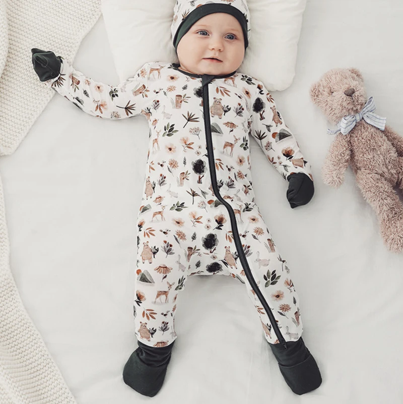 Baby Rompers Costume Bamboo Fiber Zipper Jumpsuits Newborn Clothes