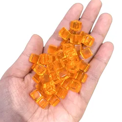50-Piece Set of High-Quality Clear Crystal Cube Dice - Square Corner Chess Tokens (Transparent Orange)