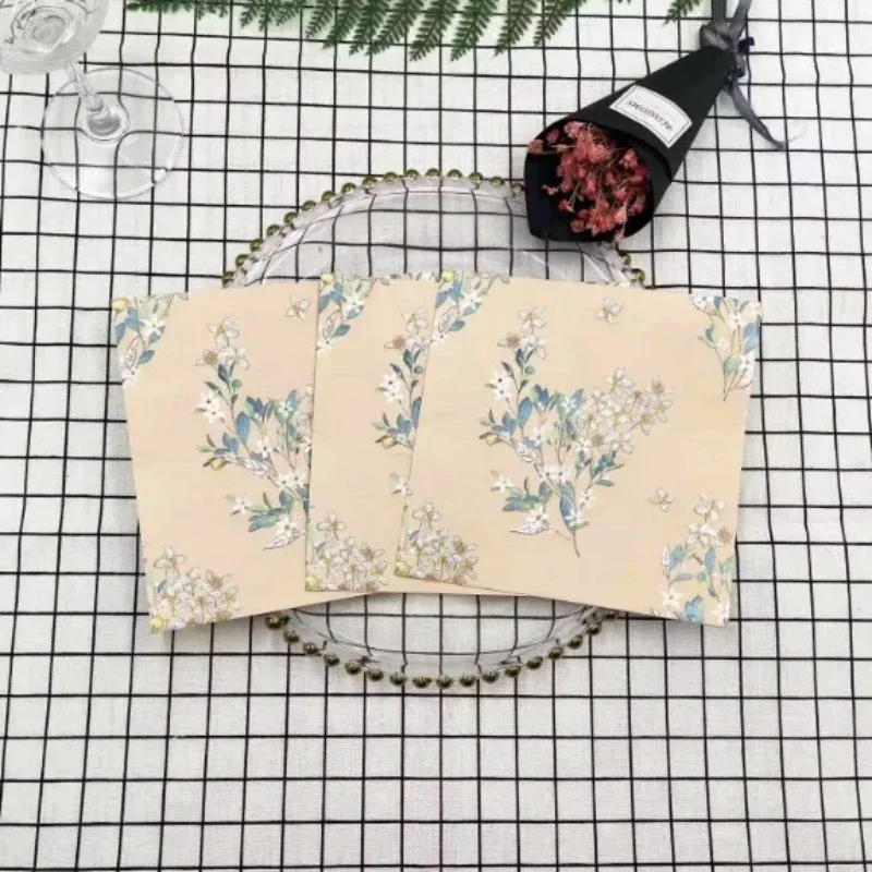 10/20 Stück 33 * 33 cm 2-lagige bunte Blumenservietten Landschaft Spitze Blume Einweg-Tischset DIY Decoupage-Papier – Detail 1