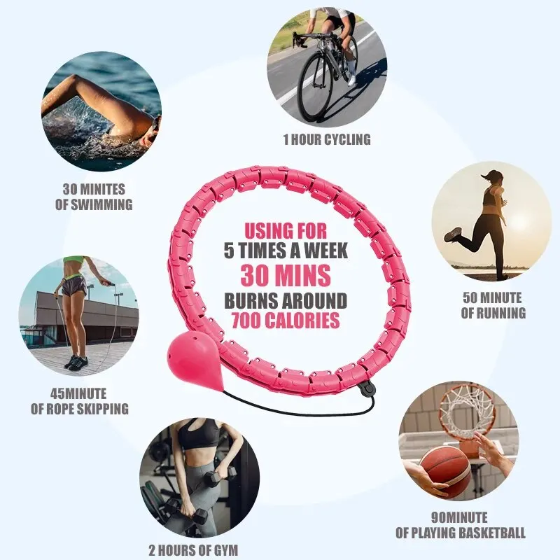Fitness Hoop WESTTUNE Smart Weighted Fitness Hoop Exercise Circle Infinity Fitness Hoop with Detachable Knots for Adults Weight Loss Exercise
