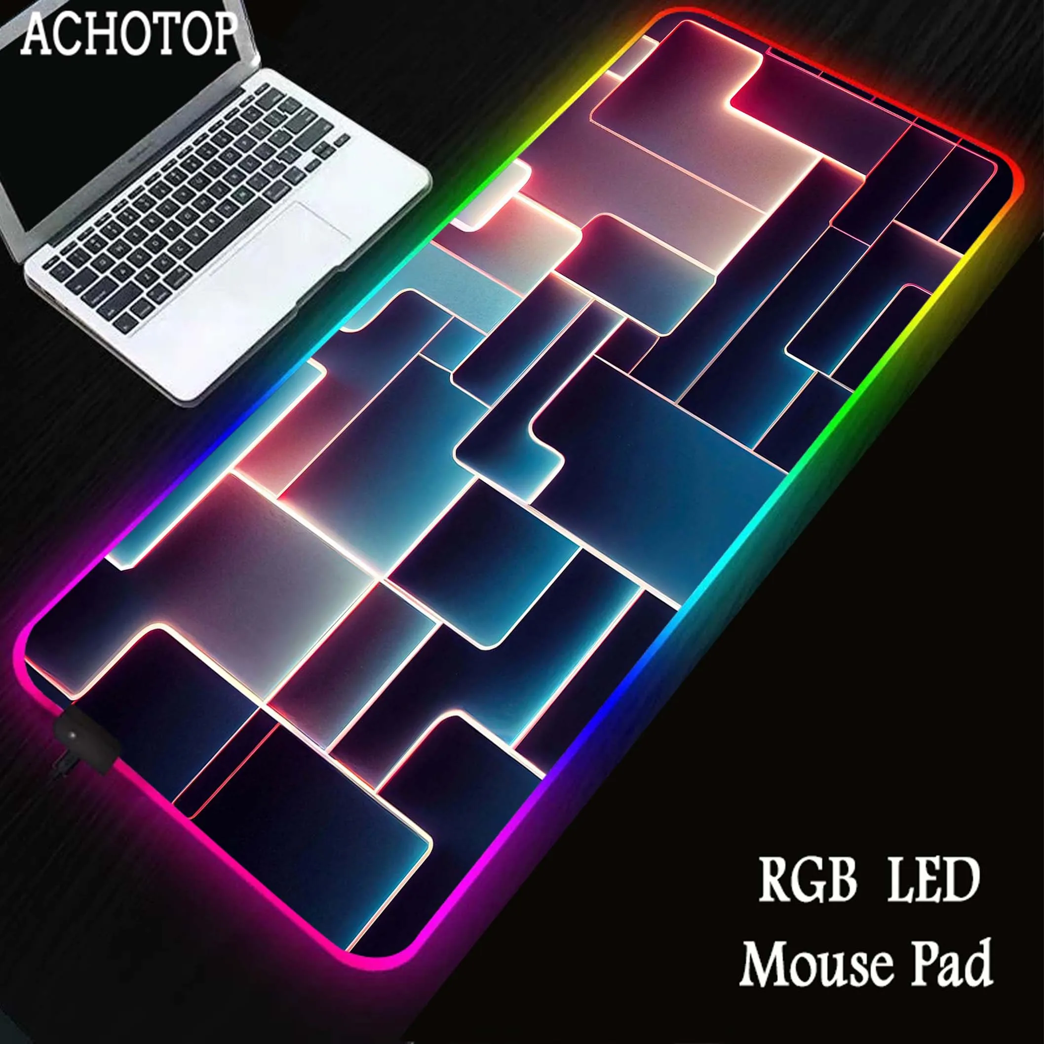 

Geometry Mousepad RGB LED Gamer Mouse Pad Gaming Desk Mat Alfombrillas De Ratón Mouse Mat Rubber Anti-slip Keyboard Pads 100x50