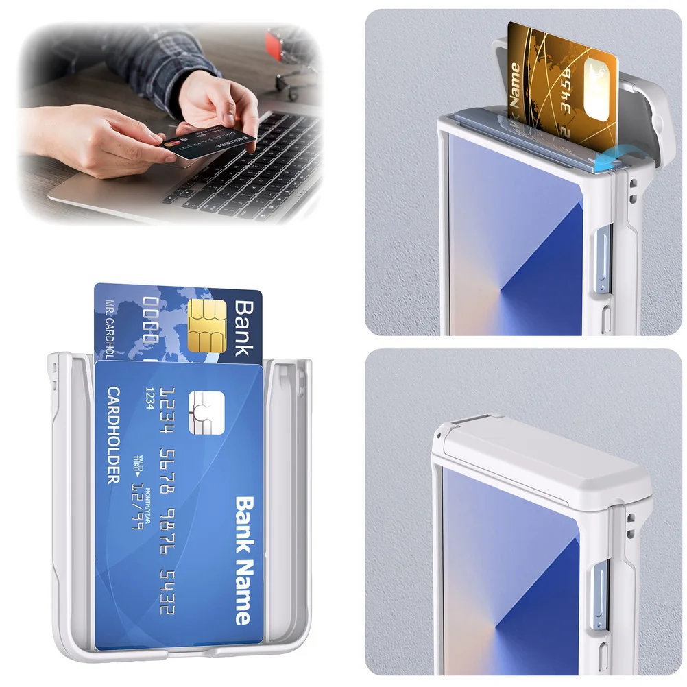 Automatic Spring Hinged Kickstand Holder with Dual Credit Card Slots and Lens Protection