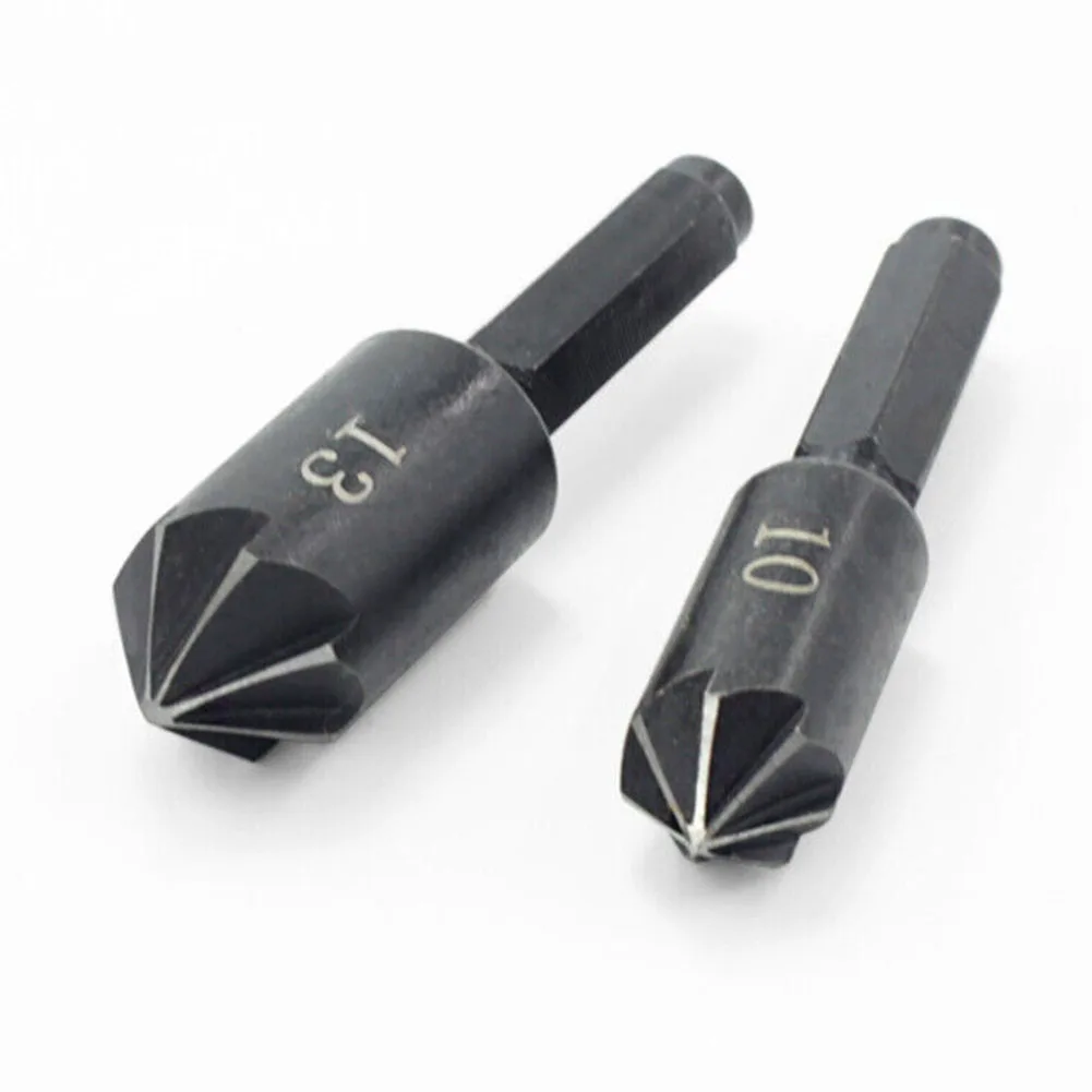 

2pcs 7 Flute Remove Burr Tools Wood Countersink Drill Bits 2pcs Set 1/4in Hex Chamfer Cutter 10/13mm Power Tools