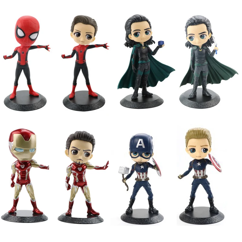 

Marvel Avengers Anime Figures Spiderman Loki Thor Captain America Iron Man PVC Doll Ornaments Children's Toys Birthday Gifts