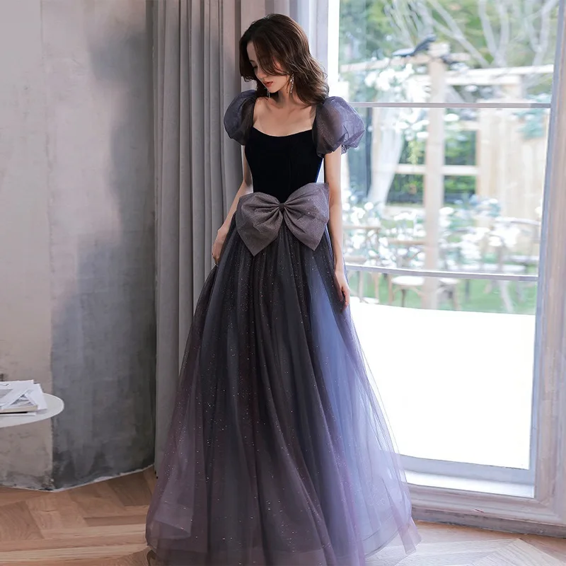 

Fashion A Line Women Evening Dresses Tulle With Bow Prom Party Gowns Formal Vestido De Noche Abenkleider robes de soirée
