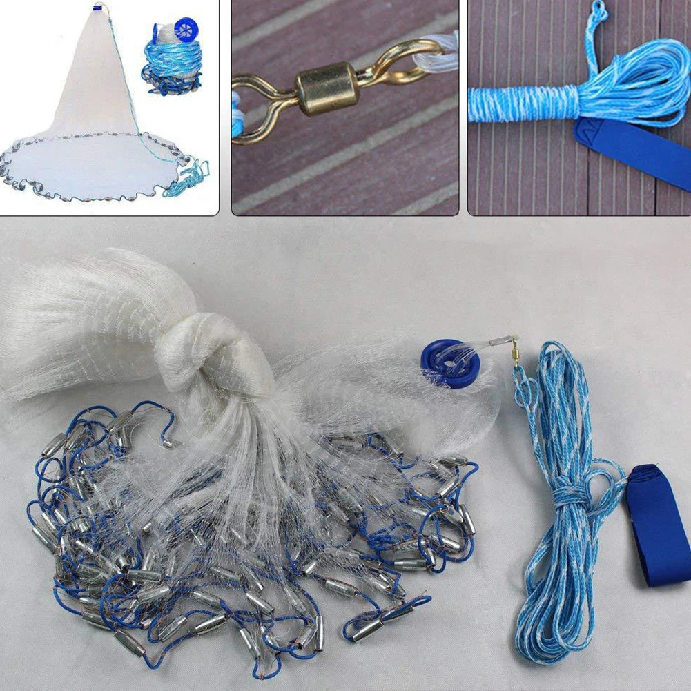 Fishing Cast Net Portable Fish Net Universal Fishing Throw Catch Net Easy Casting Fishing Mesh Net for Freshwater Saltwater